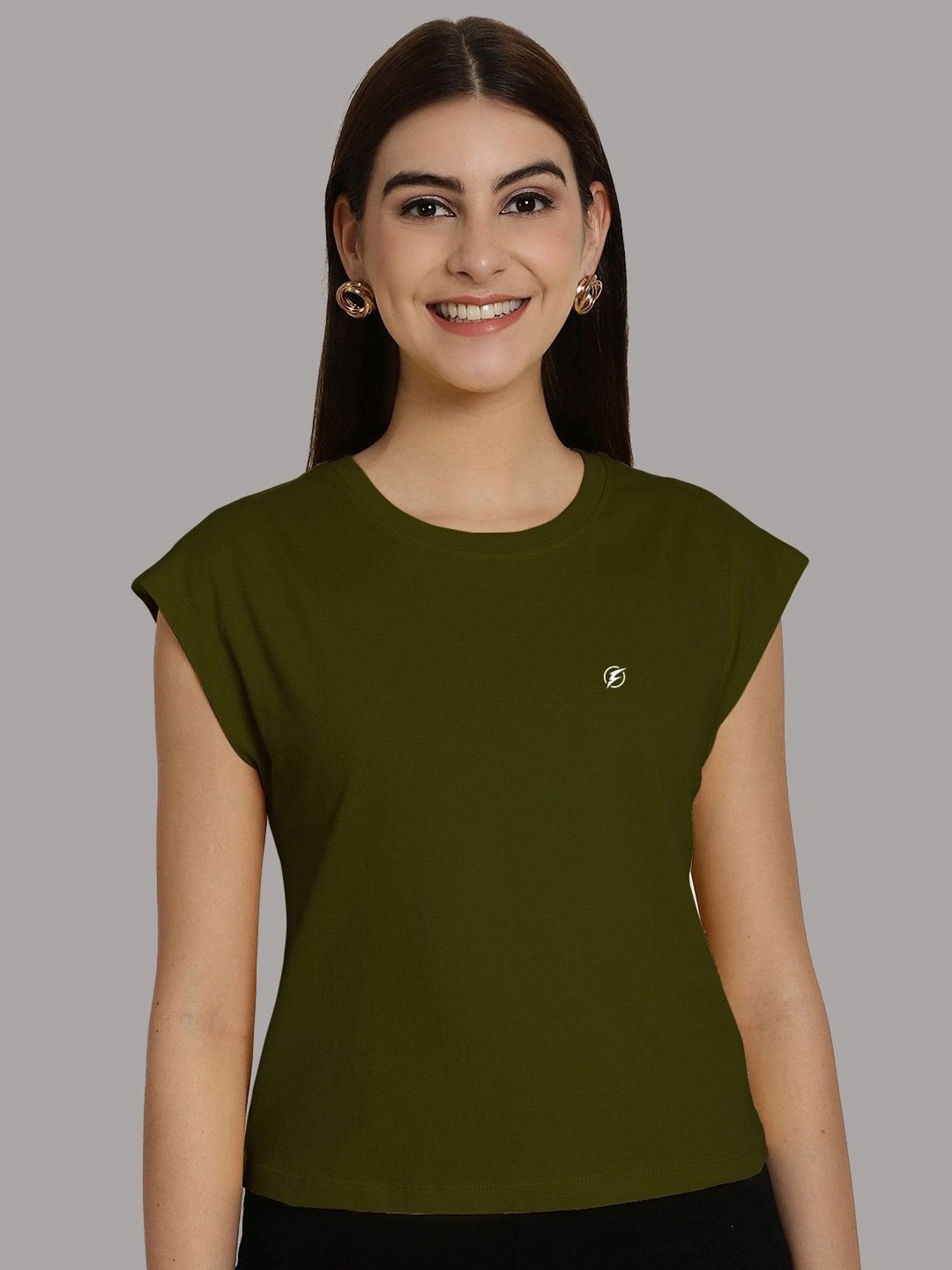 Friskers Turquoise & Olive Green Slim Fit Sports T-Shirts - Pack Of 2