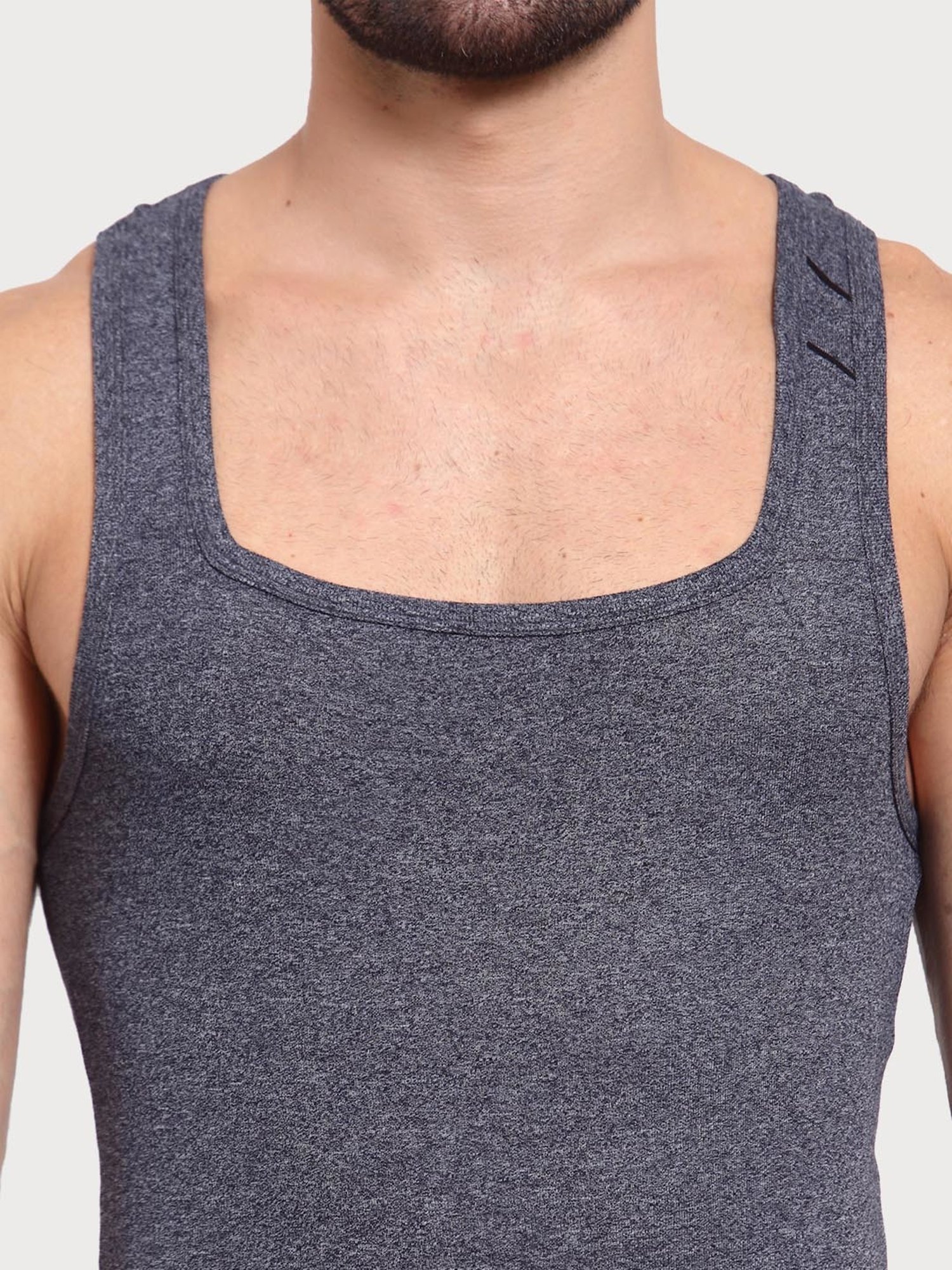 Zoiro Navy Melange & Red Regular Fit Vest - Pack of 2