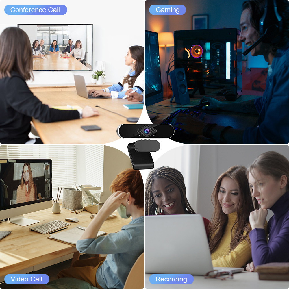 TROPRO Full HD 1080p Webcam, Webcam with Microphone Streaming Computer Web Cam for PC Laptop Desktop 360 Degree Rotation Computer Camera Highly Compatible with Win10/8/8.1/7/XP Linux Mac