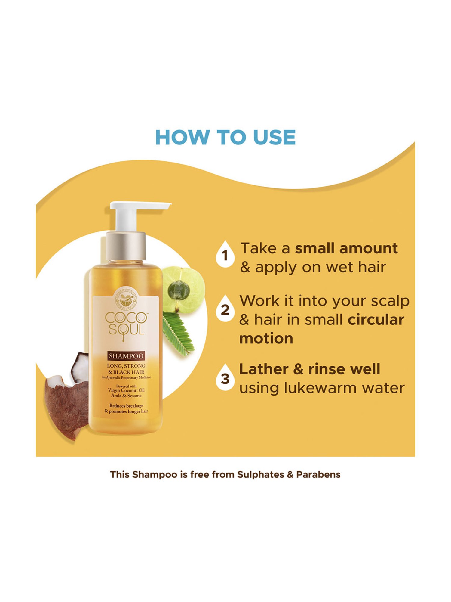 Coco Soul Shampoo for Long, Strong & Black Hair with Ayurvedic Medicine by Parachute Advanced-200 ml