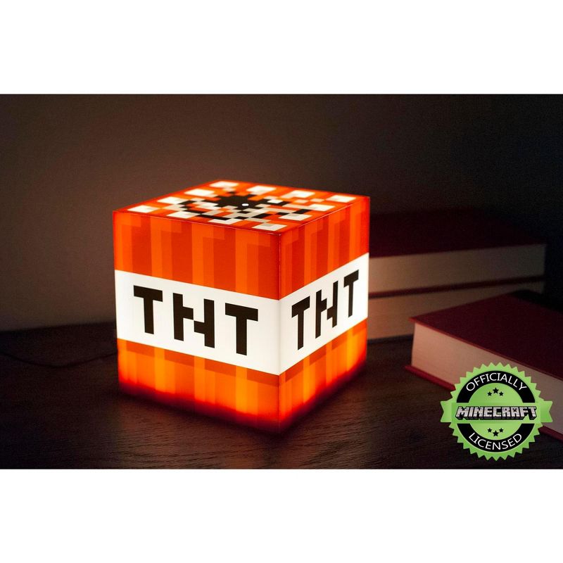 Robe Factory LLC Minecraft TNT Block 6 Inch USB LED Cool Night Light Cube Toy for Kids & Gamers