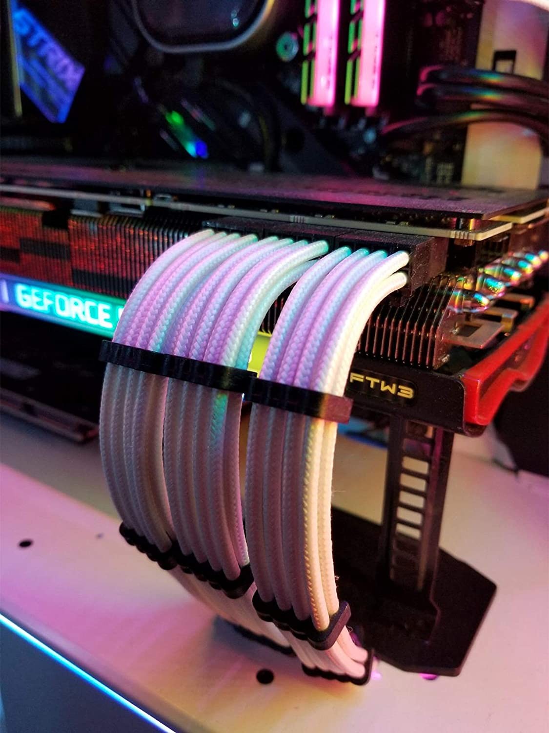 PSU Sleeved Cable, 18AWG Braided ATX EPS PCI-E Power Supply Cable Extension Kit with Combs for CPU GPU MB PSU, 30CM (White)