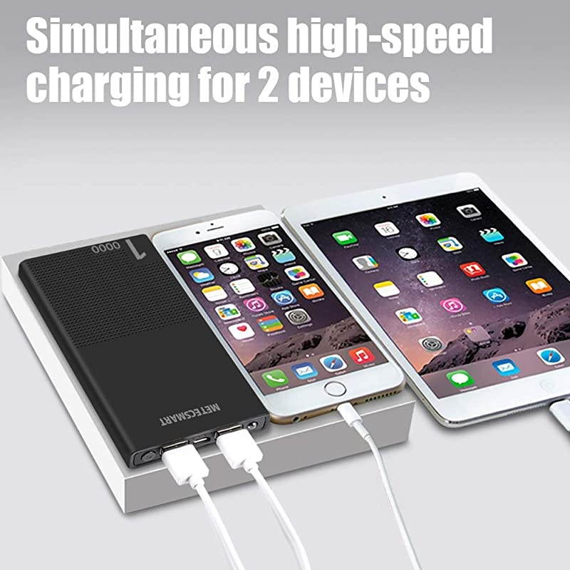 Power Bank, Cell Phone Portable Charger, 5v 10000mAh 10000 USB External Backup Lightweight Travel Blackweb Thin Slim Wallet Mobile Rechargeable Battery Pack for iPhone 11 Samsung Android