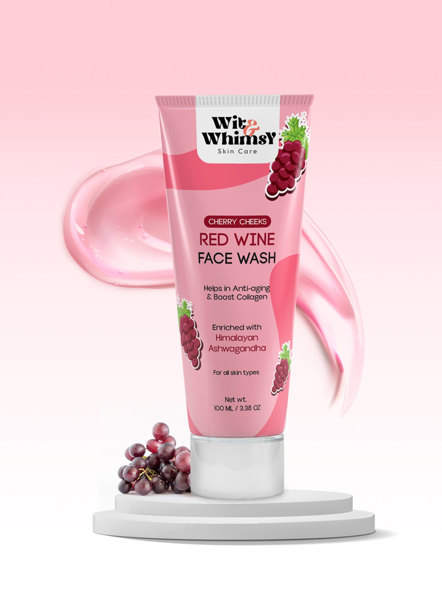 Wit & Whimsy Cherry Cheeks Red Wine Face Wash - 100 ml