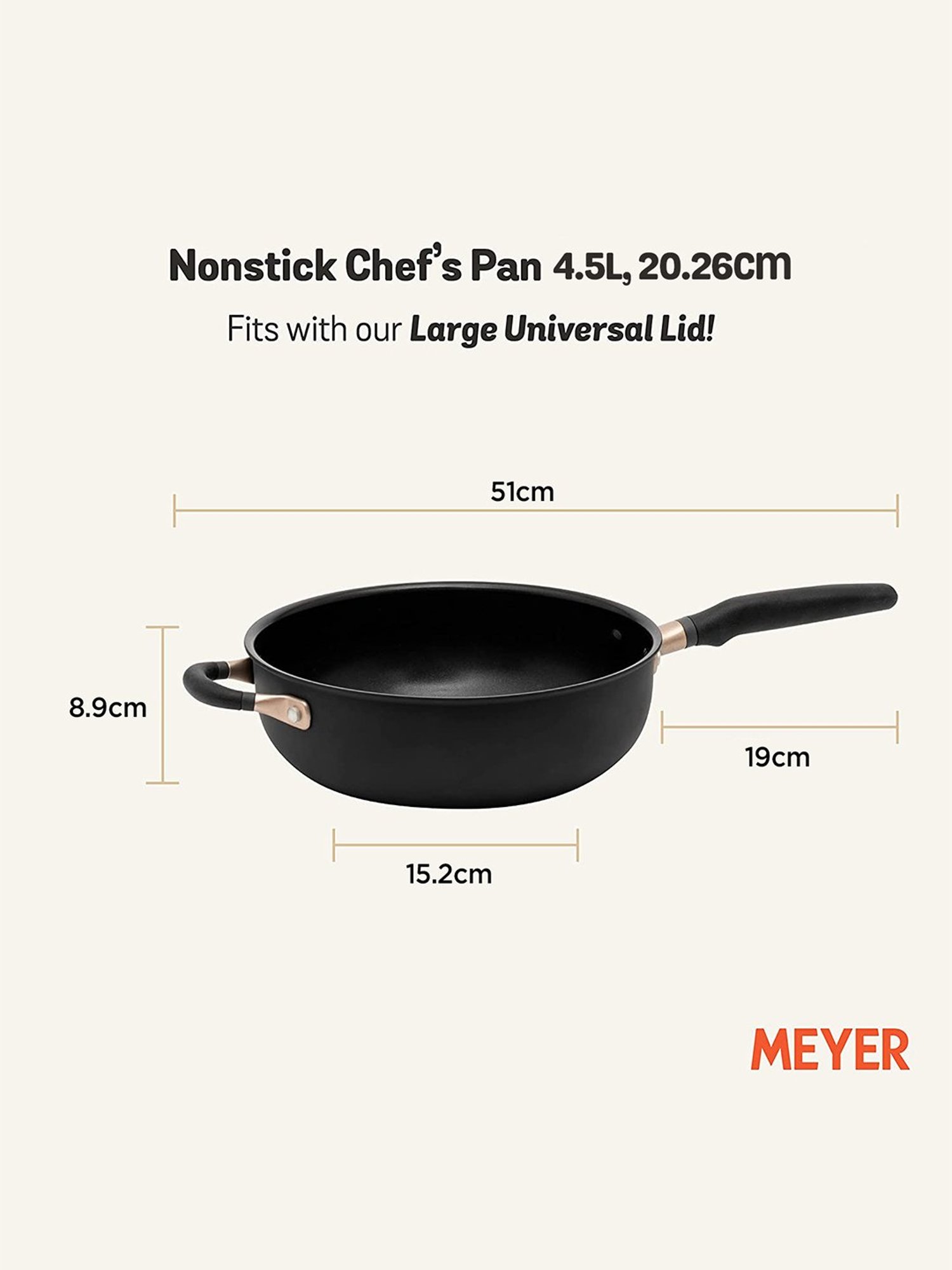 Meyer Accent Series Hard Anodized Nonstick Chef Pan with Helper Handle, 4.5 Liters, Matte Black