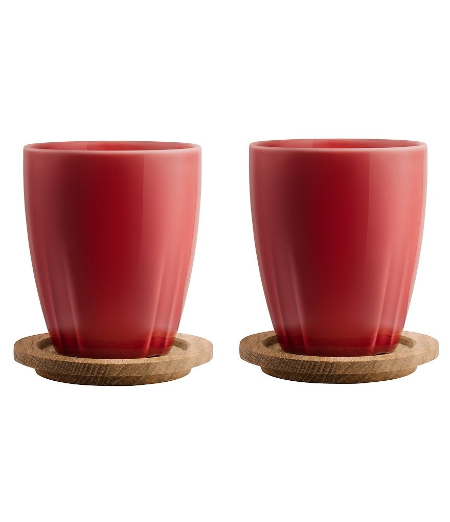 Kosta Boda Bruk Mug Set With Oak Lid