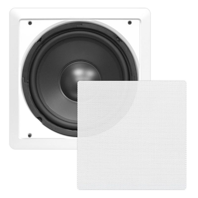 Pyle Home PDIWS10 10 Inch 360 Watt 2 Way Enclosed Cube Square In-Wall/ In-Ceiling Flush Mount Stereo Speaker System Pair, White