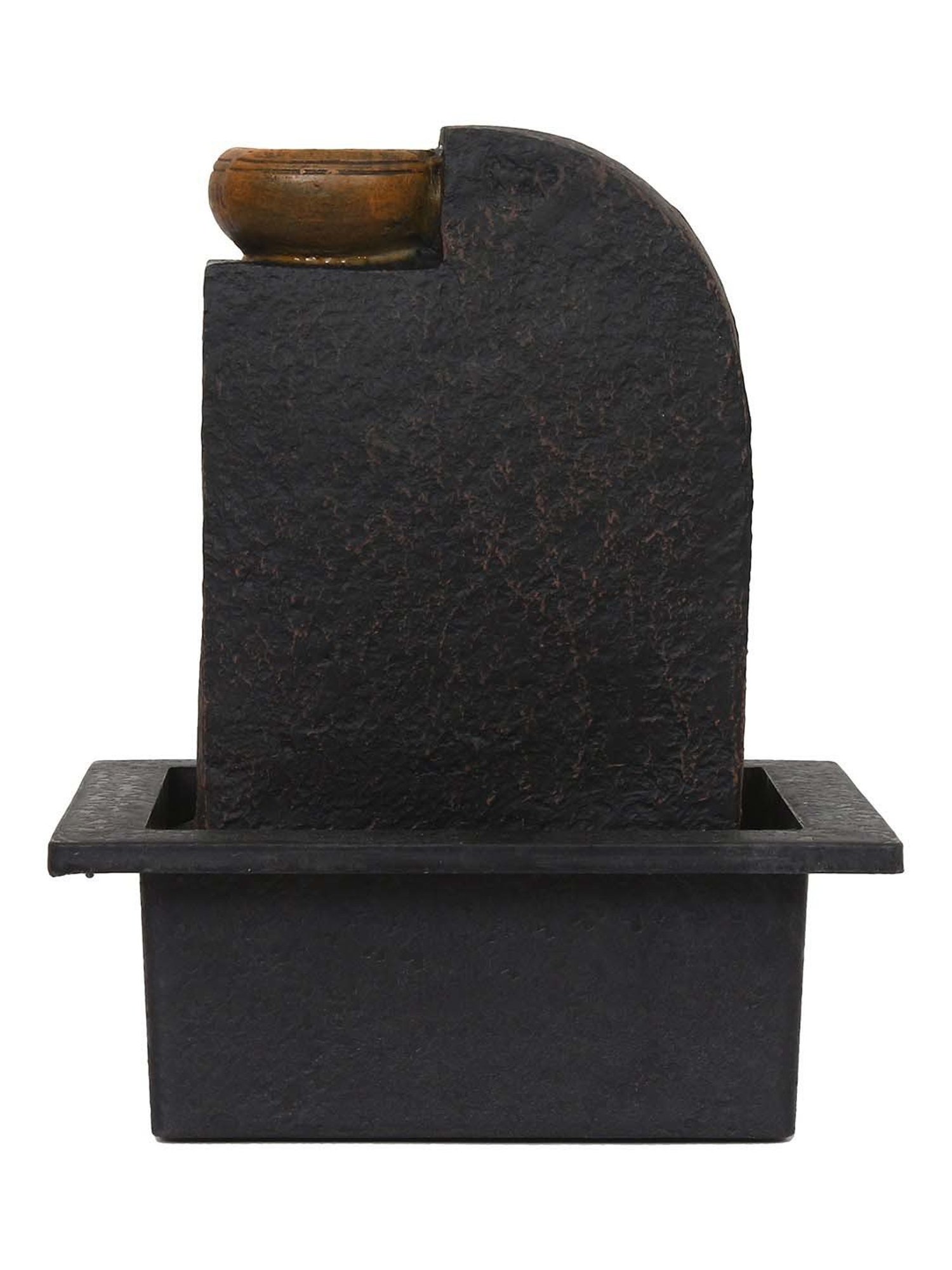CHRONIKLE Brown & Golden Polyresin Namaskara Mudra Buddha 3 Steps Waterfall Fountain