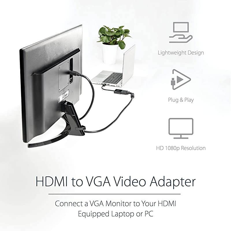 com 1080p 60Hz HDMI to VGA High Speed Display Adapter Active HDMI to VGA Male to Female Video Converter for LaptopPCMonitor HD2VGAE2