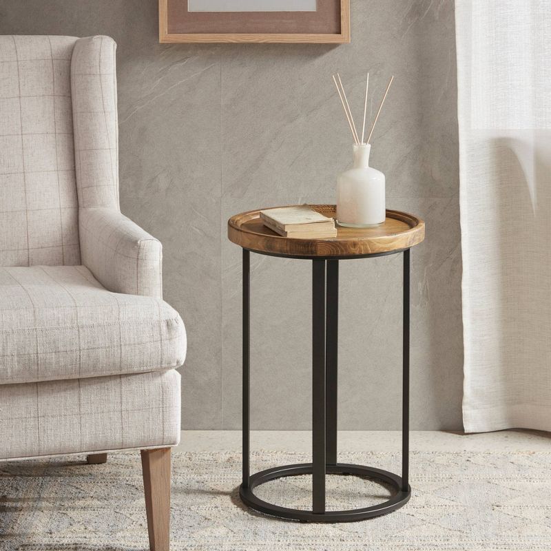 Irisa Round Accent Table Reclaimed Oak/Iron
