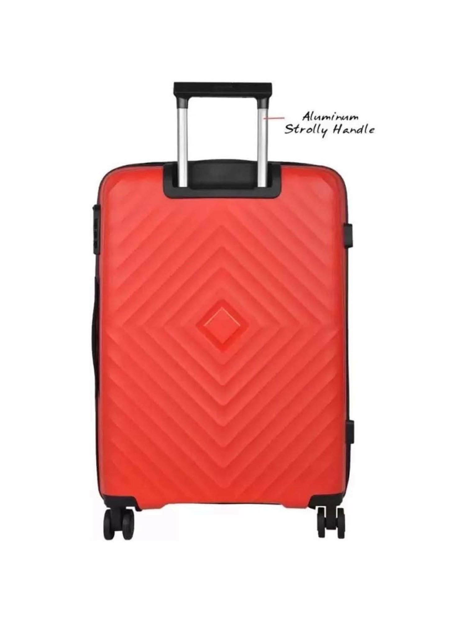 VIP Quad Red Textured Trolley Bag Pack of 3 - 53cms,63cms & 73cms