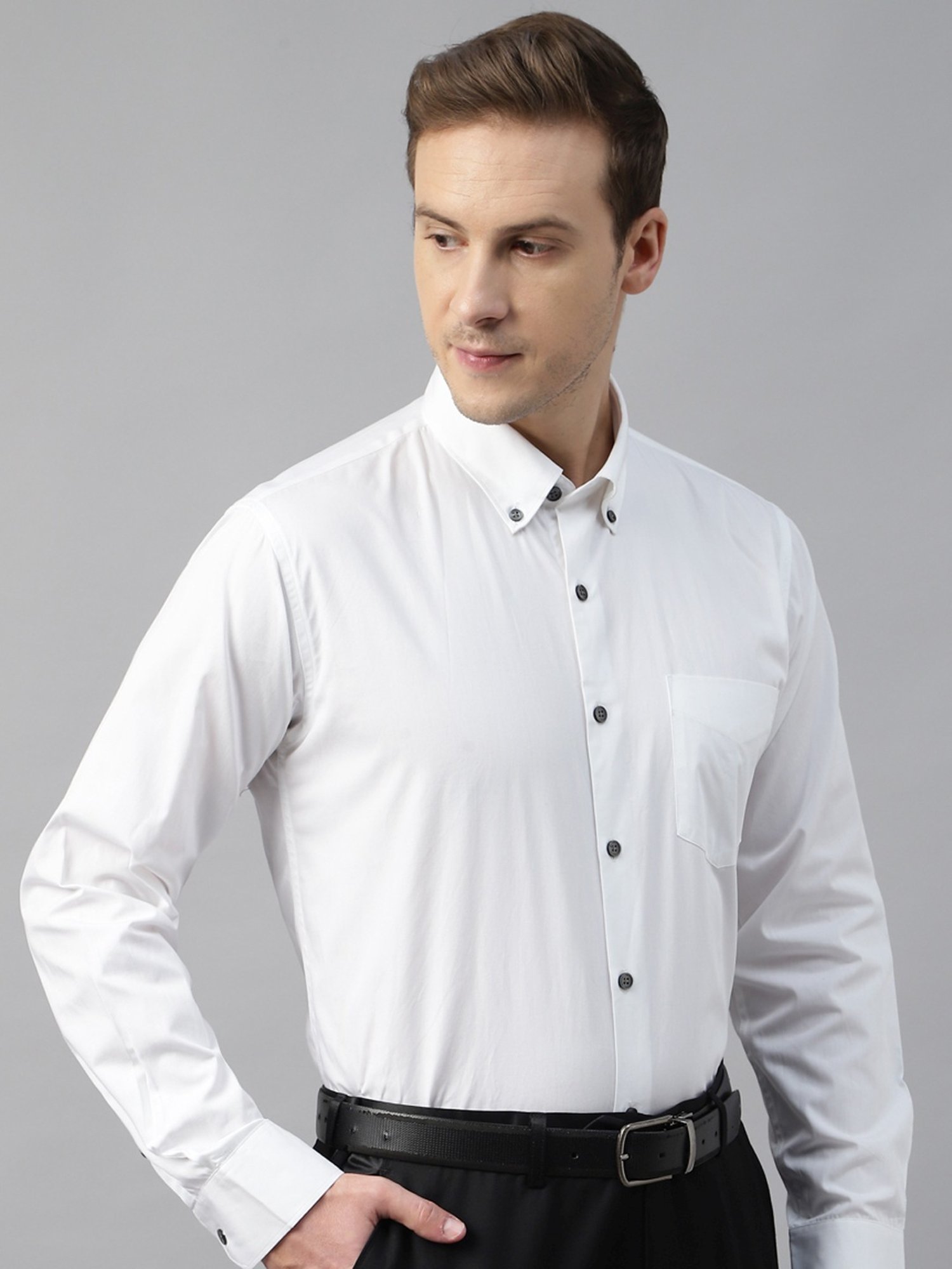 Hancock White Cotton Slim Fit Shirt