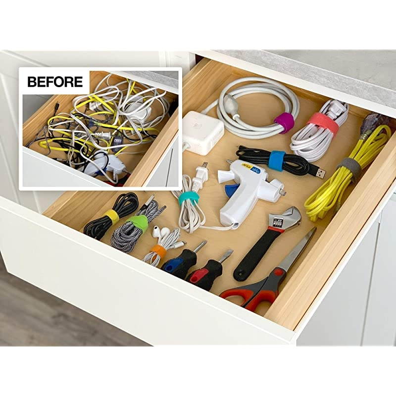 Storage SelfGripping Reusable Cable Ties Watermelon Pink 40 Pack 20 4 Straps 20 8 Straps Hook and Loop Cord and Wire Organizer for Computer PC and Desk Cable Management