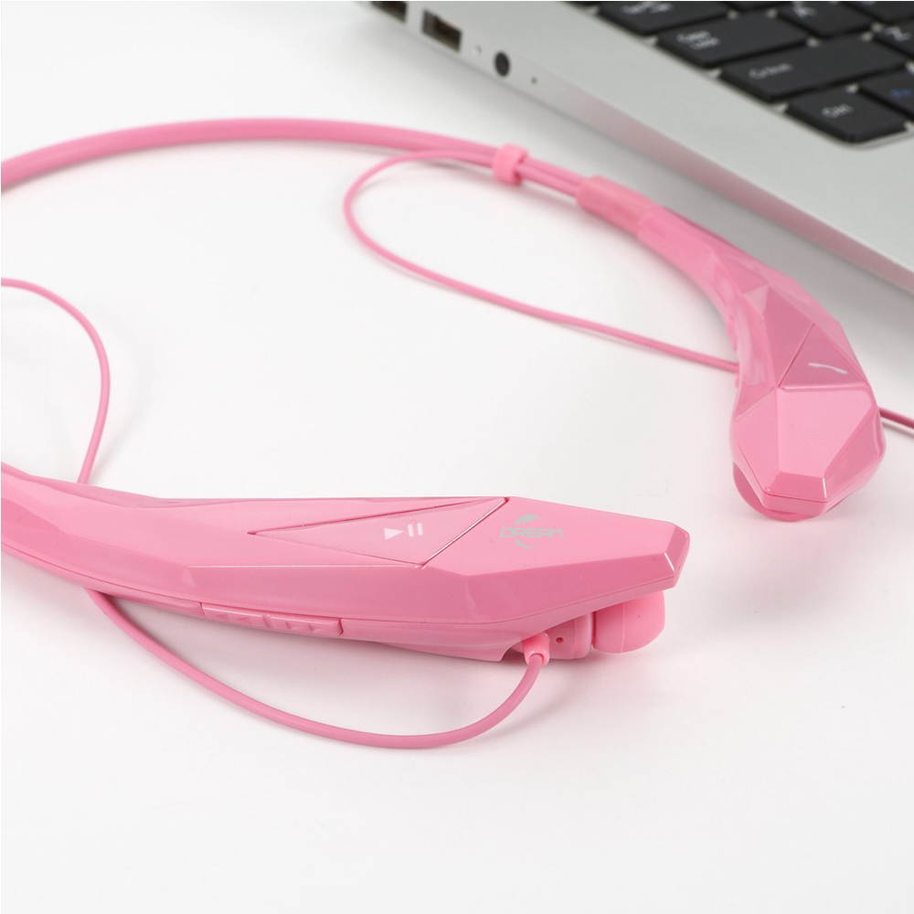 Wireless Bluetooth 4.0 Stereo APT-X Magnetic Headset Sports Running Gym Exercise Neckband Earbuds Headphone with Microphone for iPhone, Samsung Android, Tablets, Other Bluetooth Device-Pink