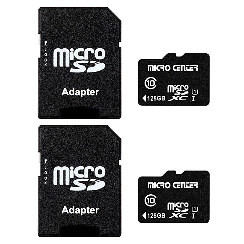 Center 128GB microSDXC Class 10 Flash Memory Card with Adapter Twin Pack