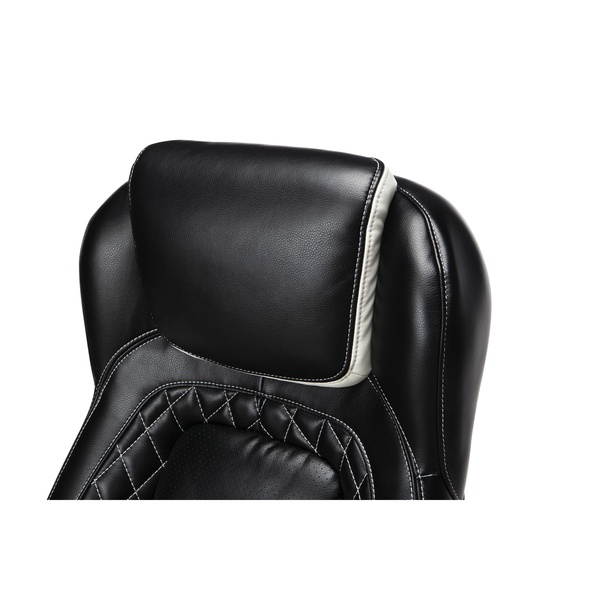 OFM Essentials Collection Racing Style SofThread Leather High Back Office Chair, in White (ESS-6060-WHT)