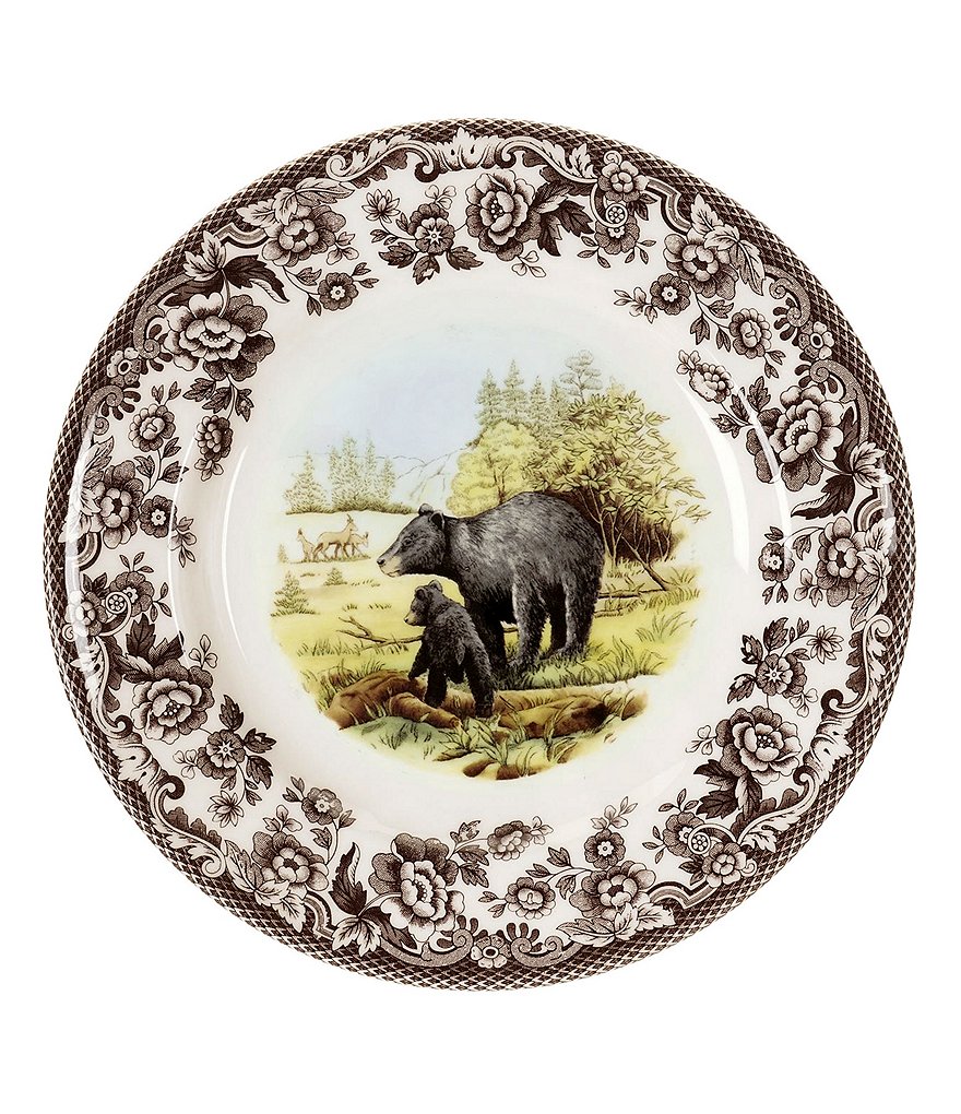 Spode Festive Fall Woodland American Wildlife Black Bear Salad Plate