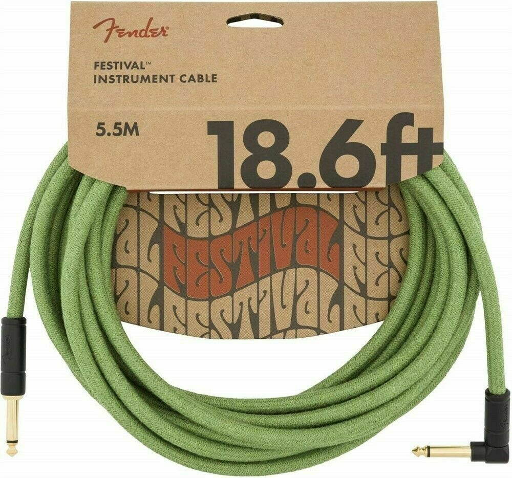 099-0918-062 Fender Guitar Festival Green Hemp 18.6' Angled Instrument Cable