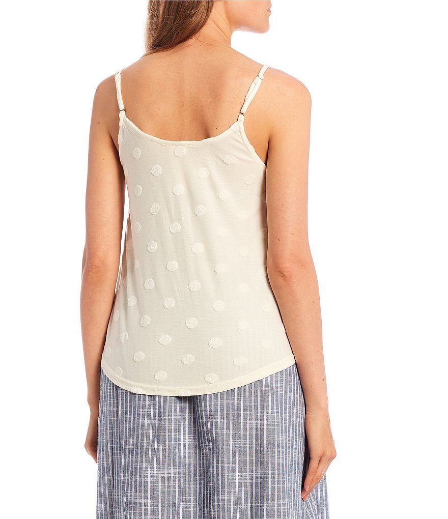 Blu Pepper Swiss Dot Lace Trim Tank Top
