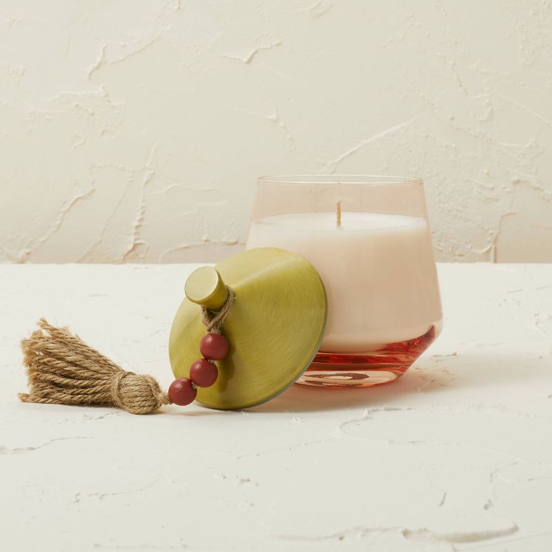 10oz Glass Jar Metal Lid Pink Wooded Rose Candle - Opalhouse™ designed with Jungalow™