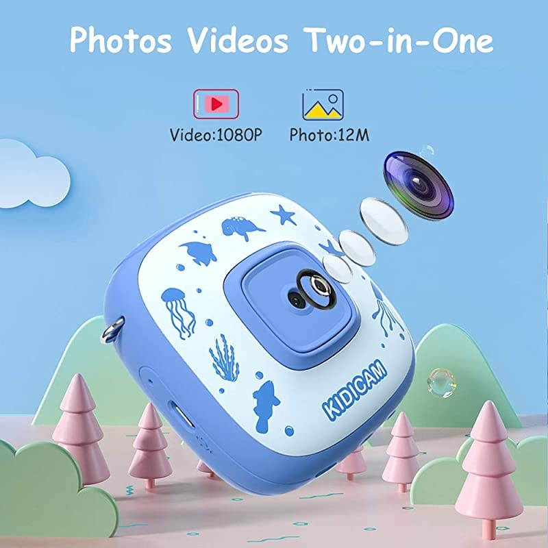 Kidicam 2.0 Kids Action Camera, Waterproof Digital Camera for Boys Girls 1080P Sports Camera Camcorder with 16GB Memory Card (Blue)
