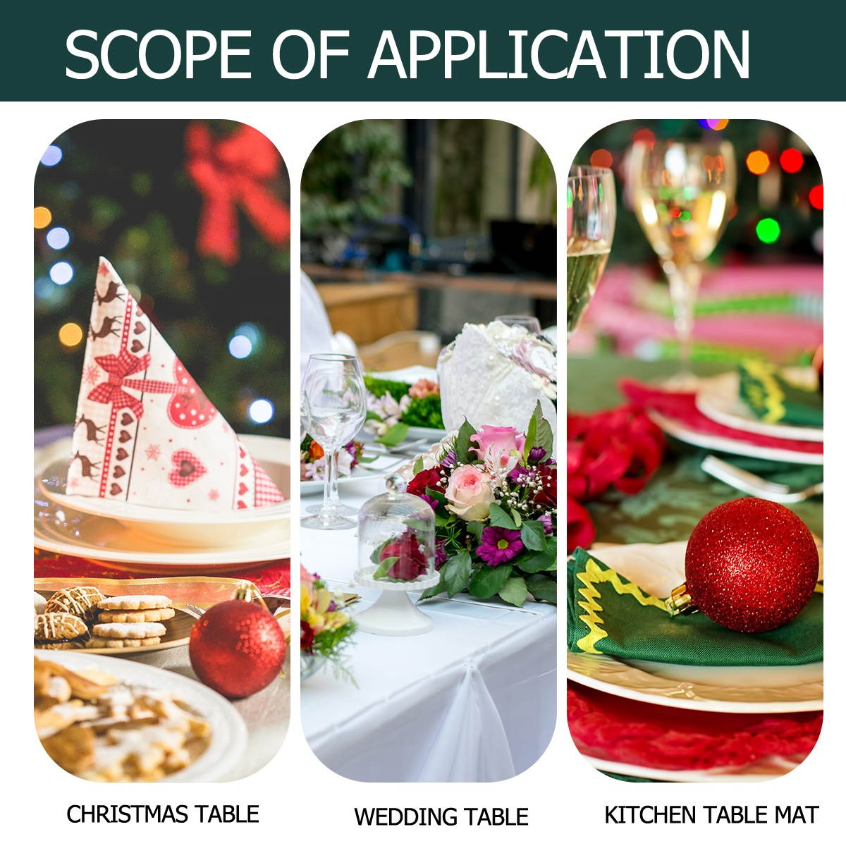 1pc Cotton And Linen Double Table Mat Christmas Wedding Decoration