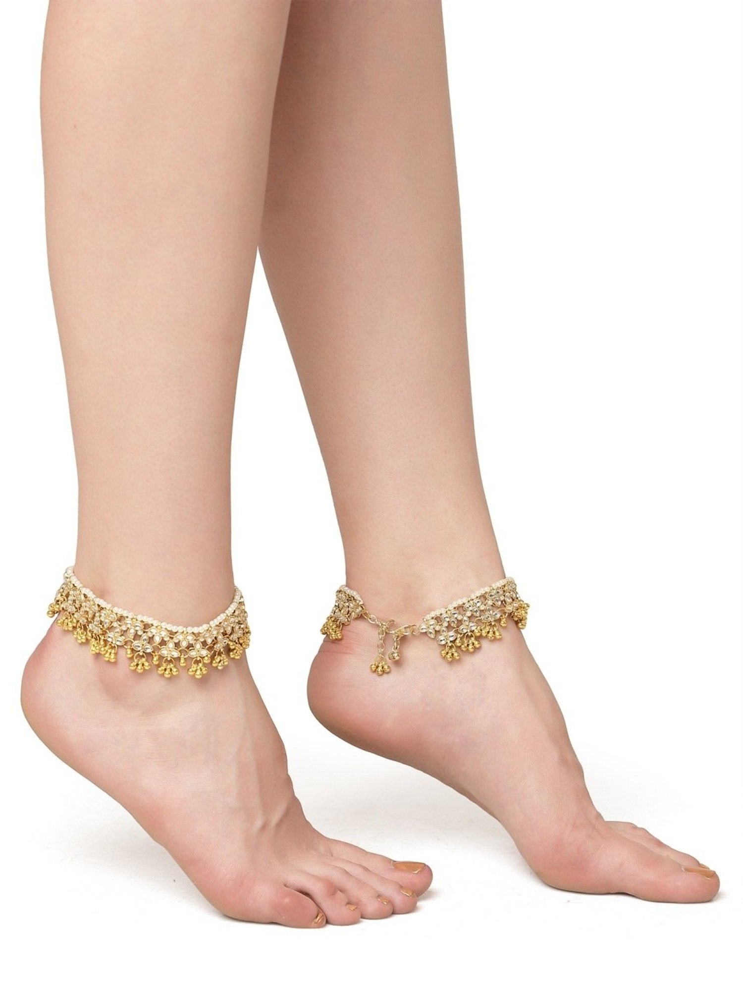 Karatcart Gold-Plated Kundan Anklet for Women