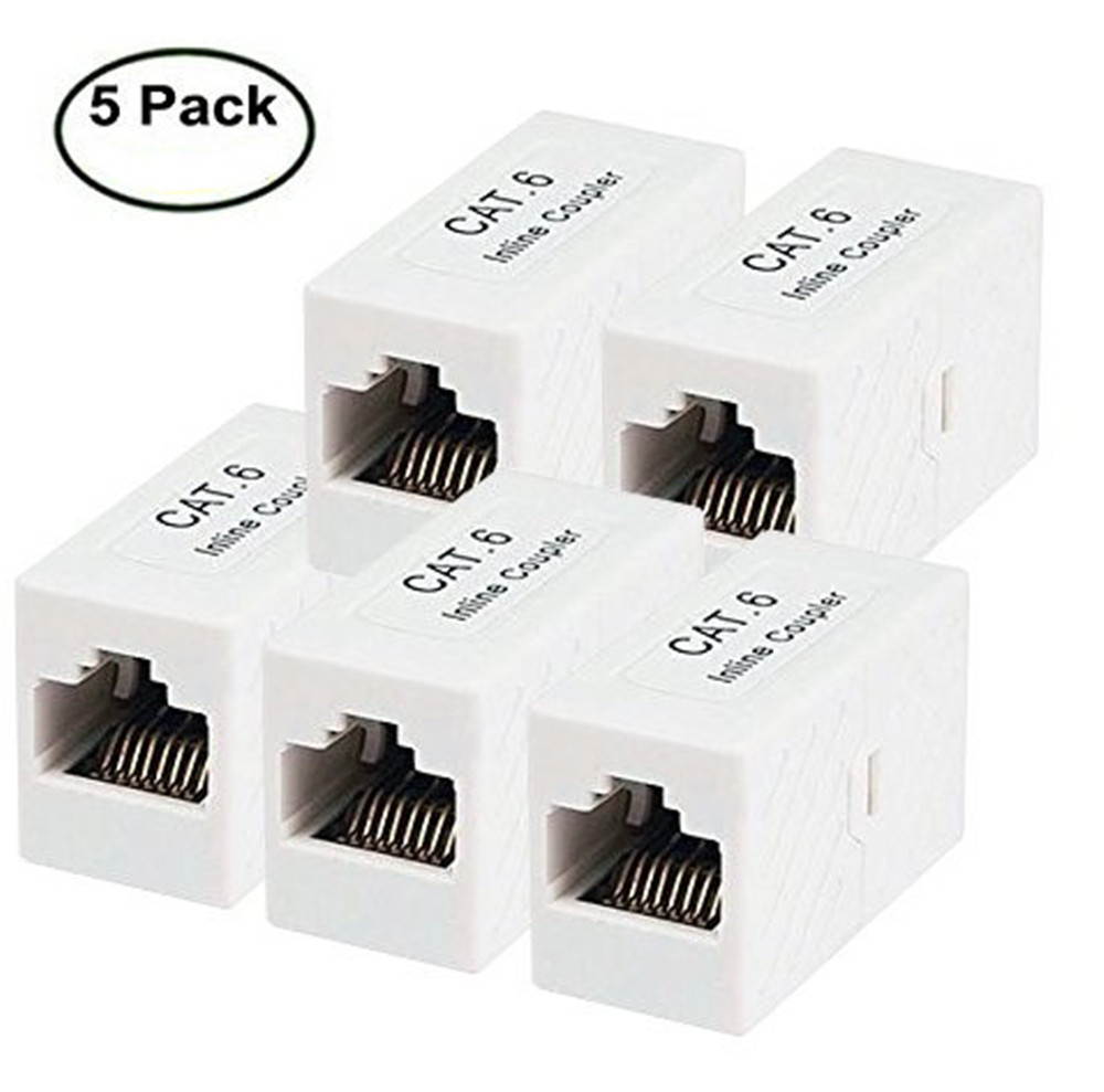 iMBAPrice&reg; Premium RJ45 Coupler - Cat6 Ethernet Cable Extender Female to Female Straight Modular Inline Coupler (Pack of 5)