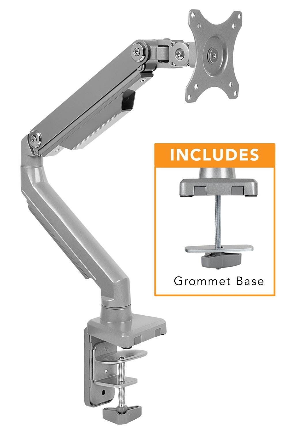 Mount-It! Single Monitor Arm Mount | Desk Stand | Full Motion Height Adjustable Articulating Mechanical Spring Arm | Fits 24 27 29 30 32 Inch VESA Compatible Computer Screen | C-Clamp and Grommet Base