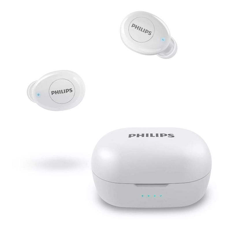 Philips True Wireless Earbuds T2205, Bluetooth 5.1, Voice Assistant, IPX4 Splash Resistant, with Microphone, Up to 12 Hours (4 + 8) of Playtime, White (TAT2205WT)