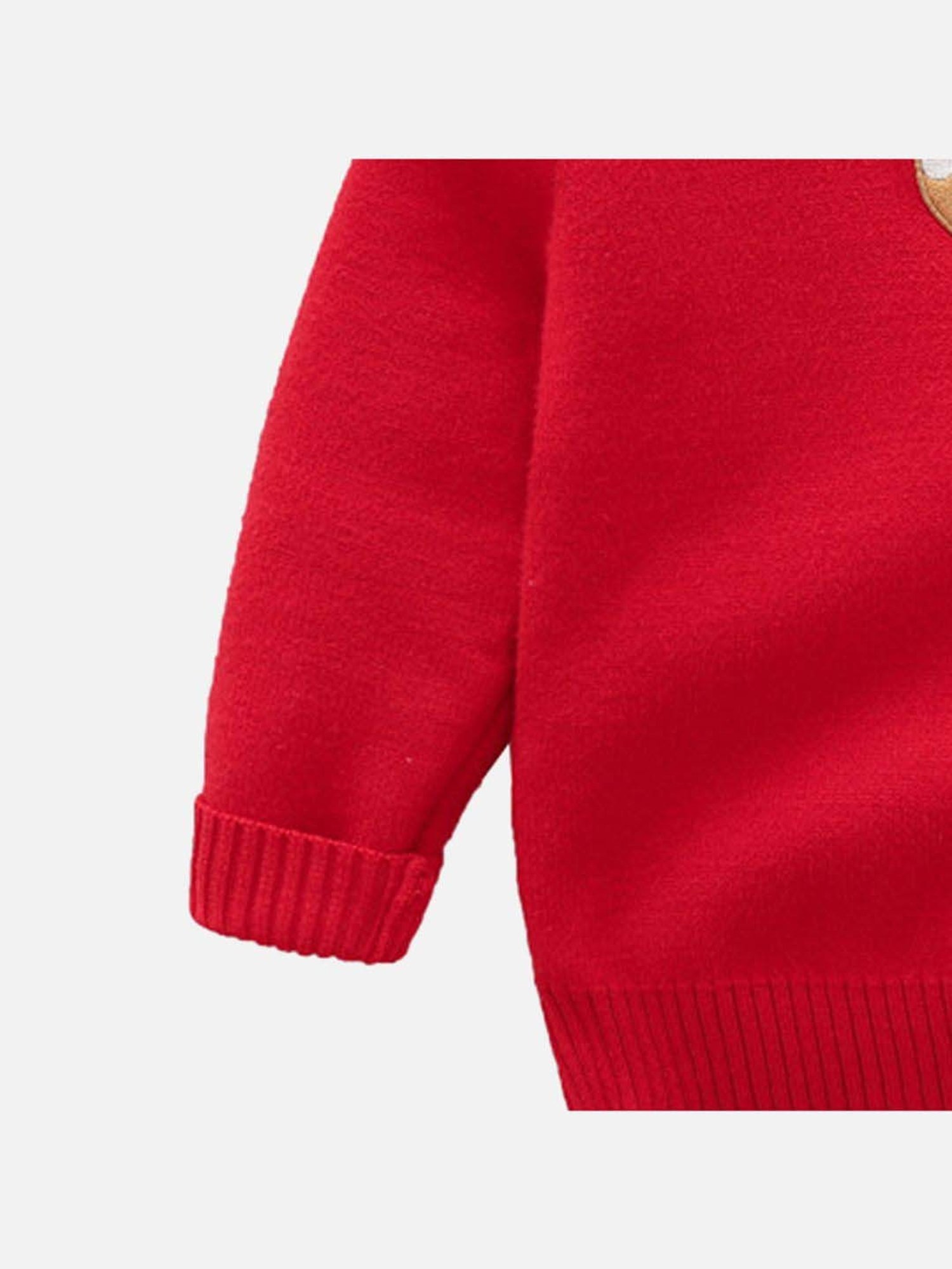 Little Surprise Box Deer Monogram Red Printed Full Sleeves Sweater