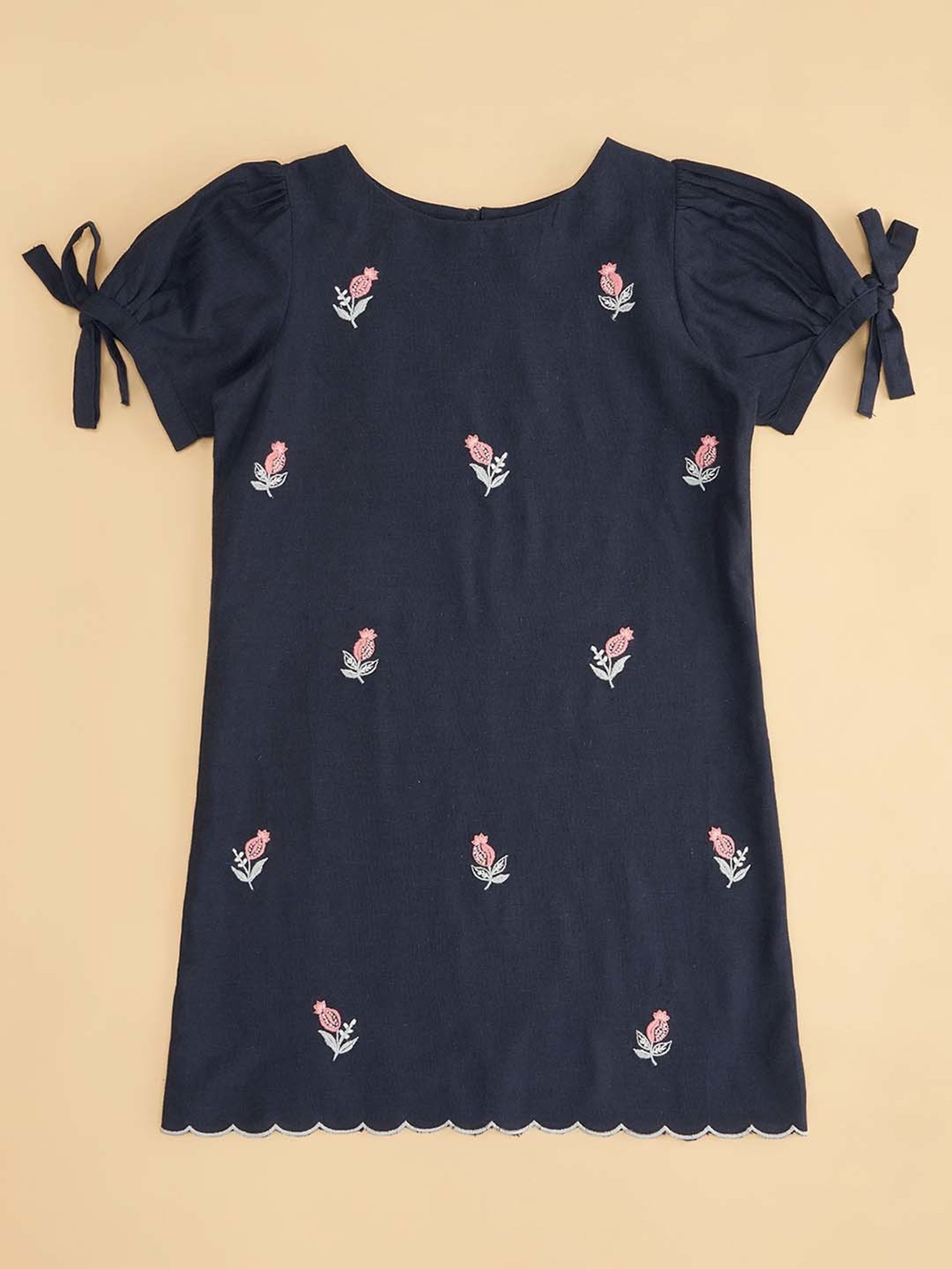 Akkriti by Pantaloons Kids Navy Cotton Embroidered Dress