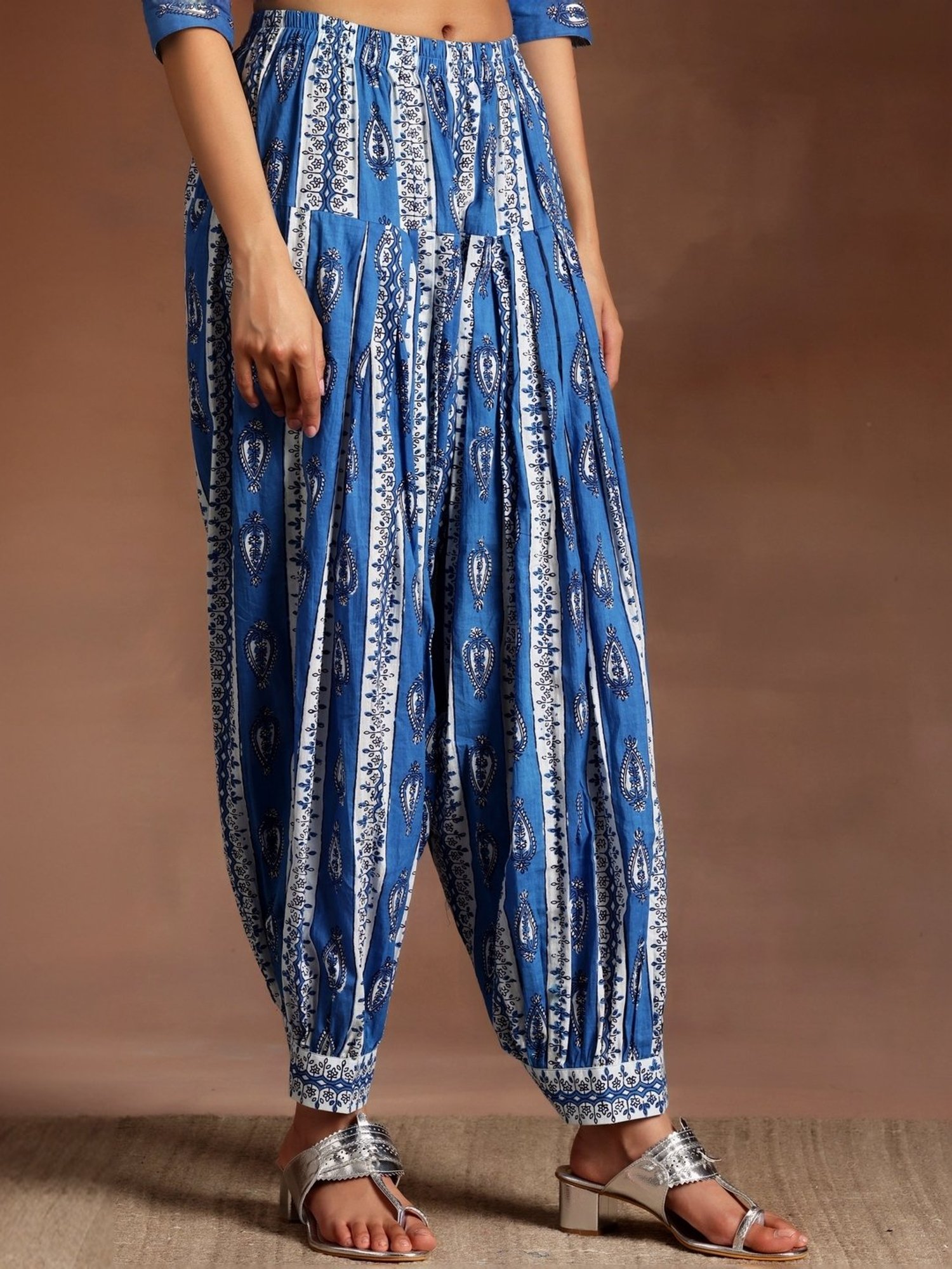 Libas Blue Cotton Printed Kurta Salwar Set With Dupatta