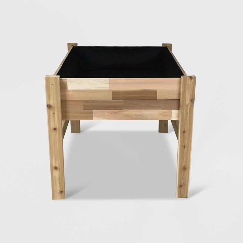 34" High Elevated Rectangular Garden Bed Planter With Fitted Liner Cedar - GRO Products