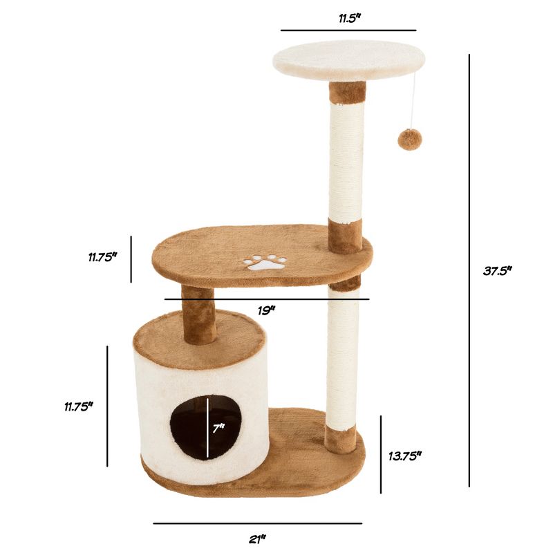 PETMAKER 3 Tier Cat Tree Condo with Scratching Posts Brown/Tan