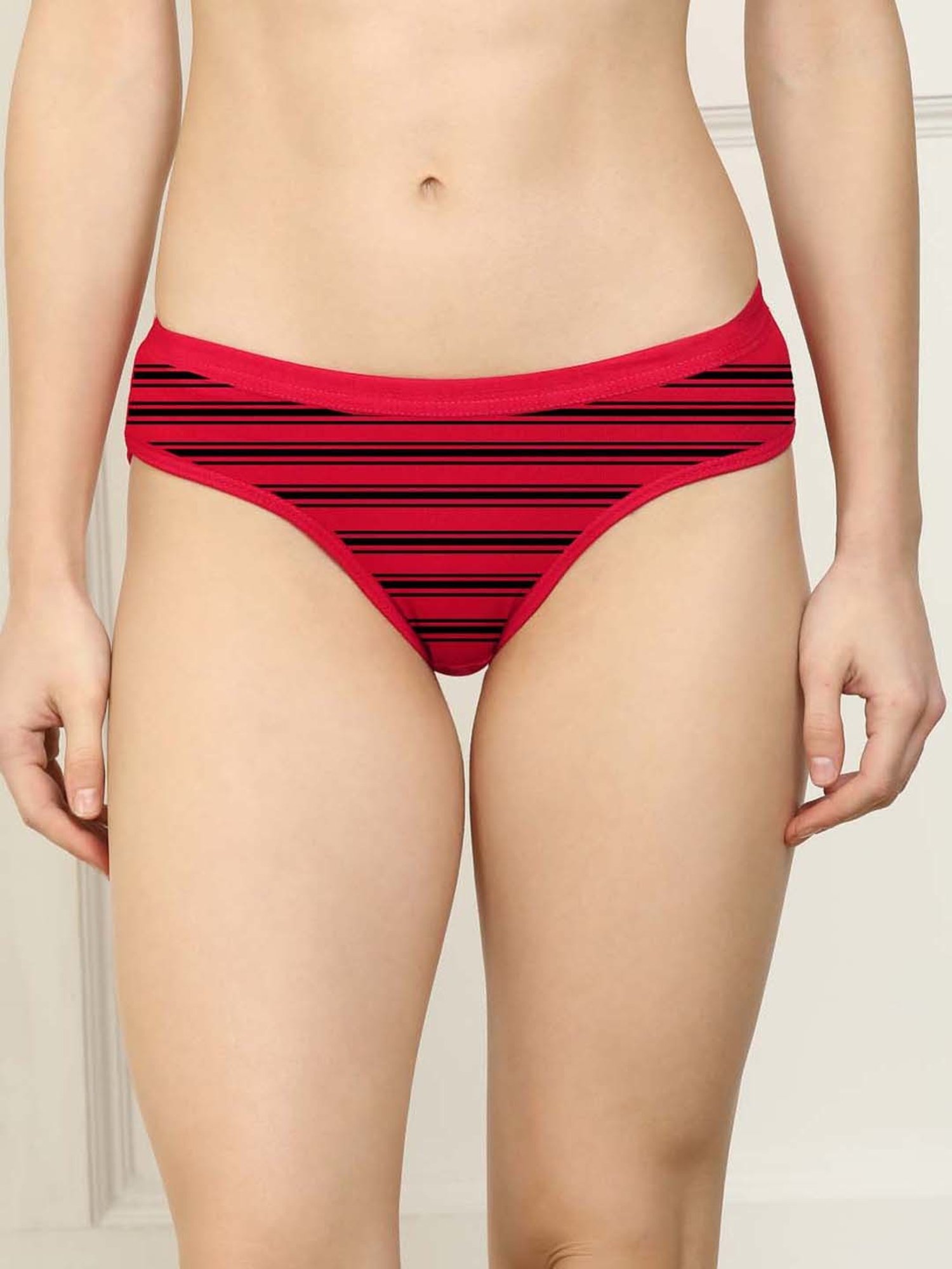 AROUSY Black & Red Printed Hipster Panties - Pack Of 6
