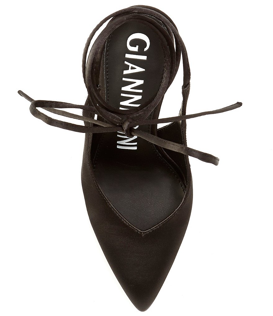Gianni Bini Sirfeenah Satin Pointed Toe Ankle Wrap Pumps