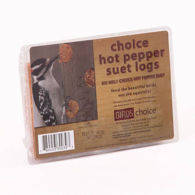 Birds Choice Hot Pepper Suet Logs 3oz - 4pk, Case of 12