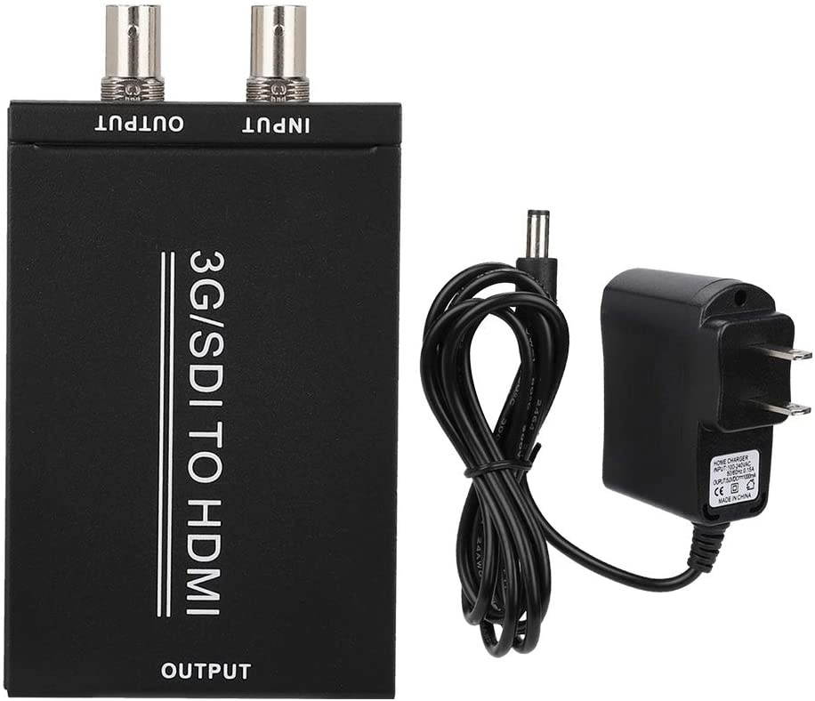 Bewinner SDI to HDMI+SDI Converter HD-SDI to HDMI 3G SDI to HDMI+SDI with Power Supply Adapter, Audio Embedder Support HD-SDI and 3G-SDI and Full HD 1080P 60Hz(Black)