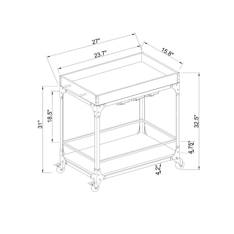 Franklin Bar Cart and Wine Rack Weathered Gray - Threshold™