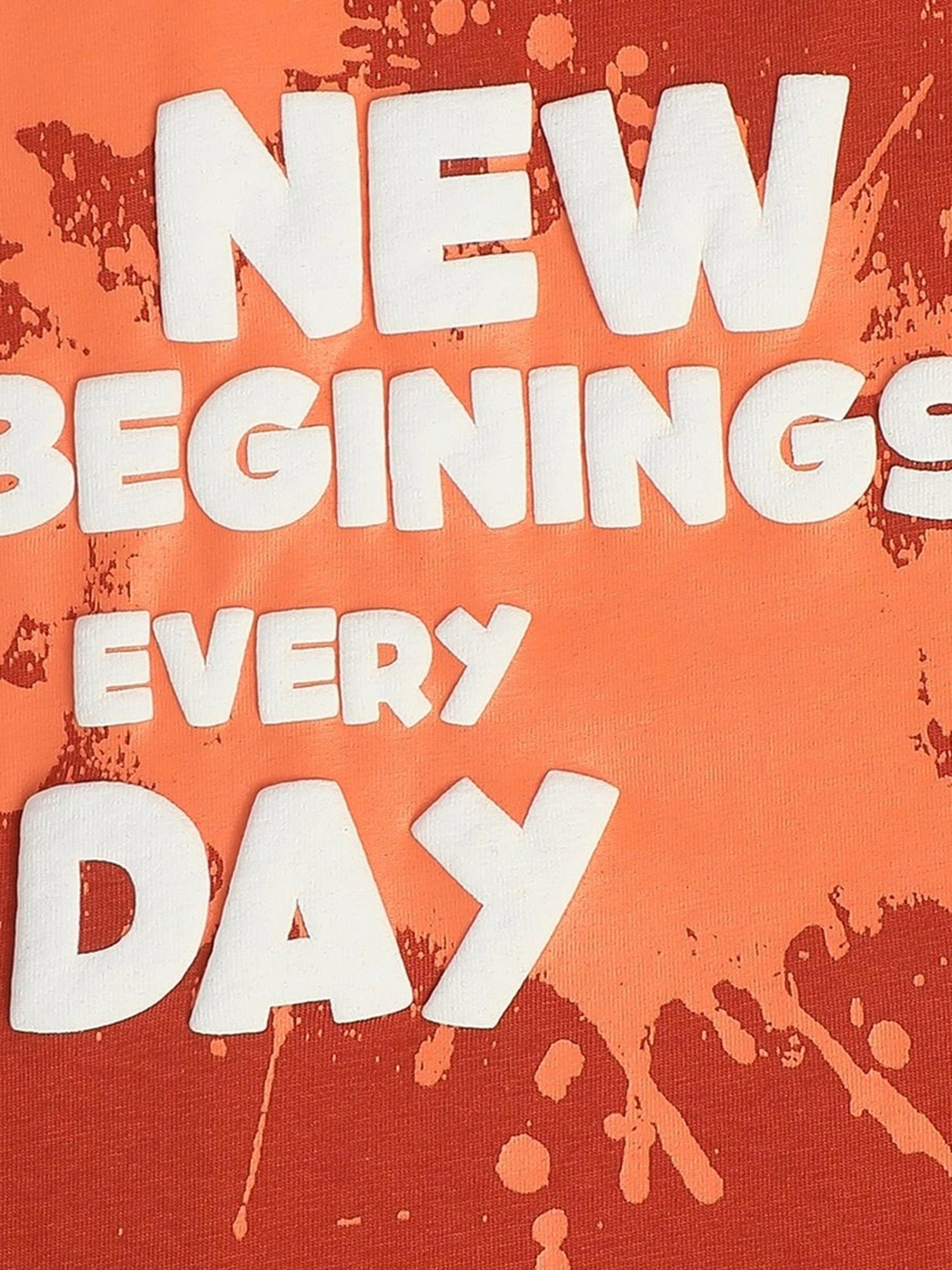 MINIKLUB Boys Rust Orange Cotton Printed Full Sleeves T-Shirt