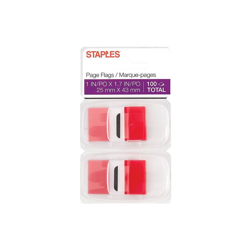 Staples Stickies Page Flags Red 1" Wide 100/Pack (14110) 667003