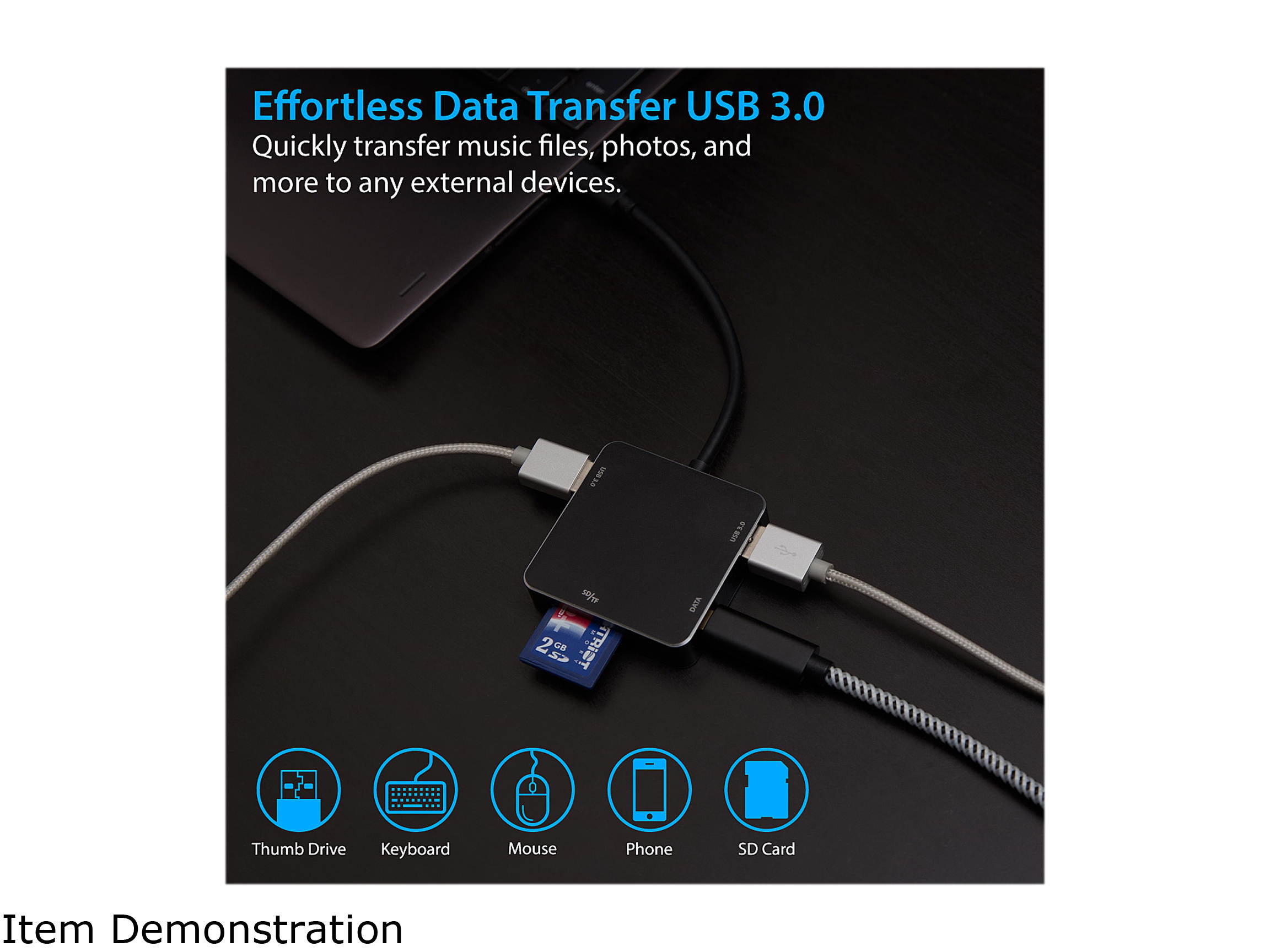 SYBA SD-HUB50114 USB 3.1 Gen 1 Type-C Mini USB 3.0 Hub and SD Card Reader