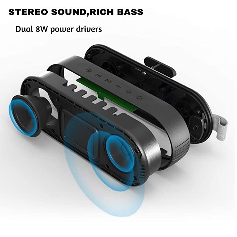 Bluetooth Speakers TWS Portable Durable Wireless SpeakersHiFi Sound and Rich BassIPX6 Waterproof Outdoor Speaker18 Hour PlaytimeBuiltin MicAUXSD InputEnjoy PartyCamping Black