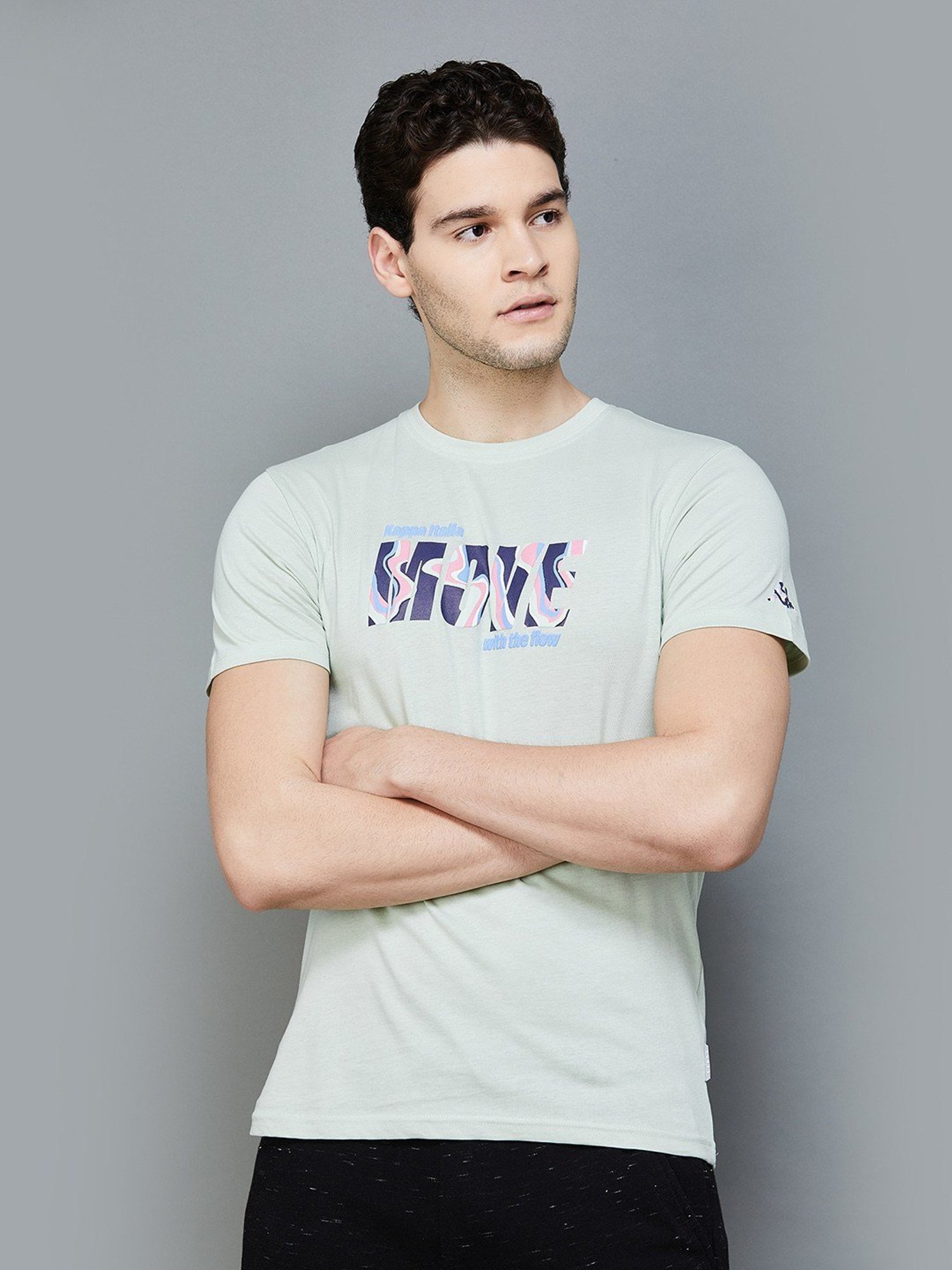 KAPPA Turquoise Regular Fit Printed T-Shirt