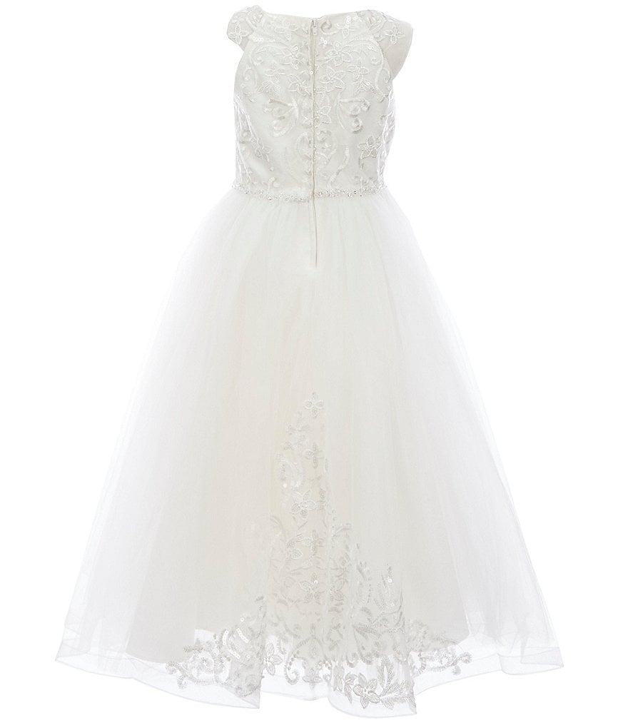 Us Angels Big Girls 6-14 Sleeveless Madison Embroidered Horsehair Communion Dress