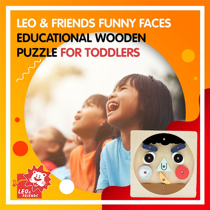 Leo & Friends Funny Faces Educational Wooden Puzzle for Toddlers