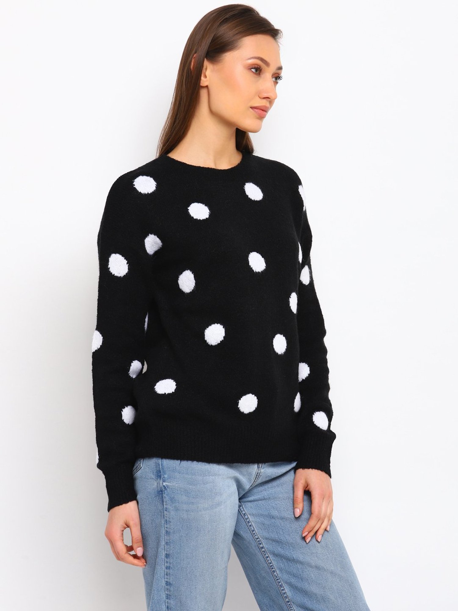 Cover Story Black Polka Dot Pullover