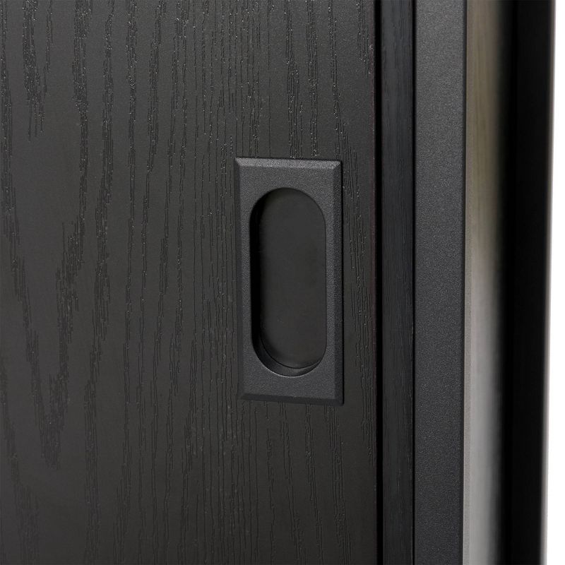 Oak Melamine Floor Cabinet with 2 Sliding Doors Black - Glitzhome