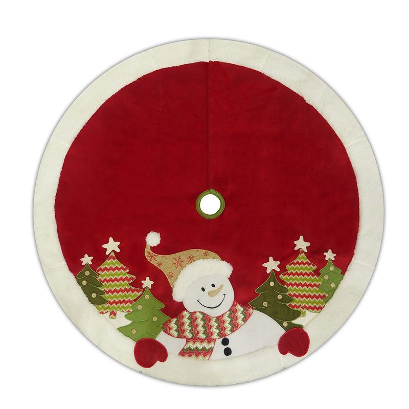 Lakeside 48" Snowy Burlap Christmas Tree Skirt with Doily Cloth